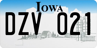 IA license plate DZV021