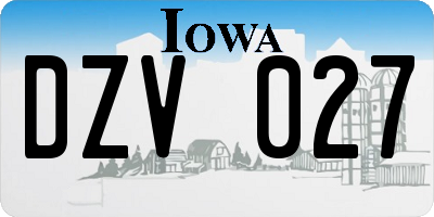 IA license plate DZV027