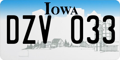 IA license plate DZV033