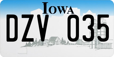 IA license plate DZV035