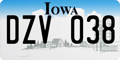 IA license plate DZV038