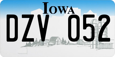 IA license plate DZV052