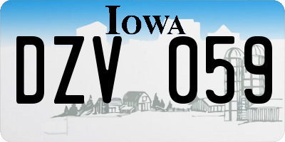 IA license plate DZV059