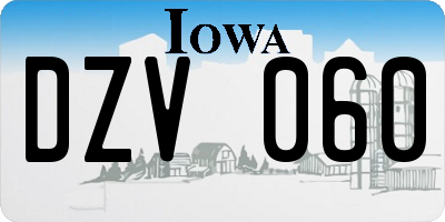 IA license plate DZV060