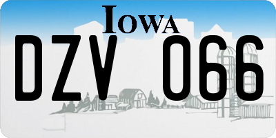 IA license plate DZV066