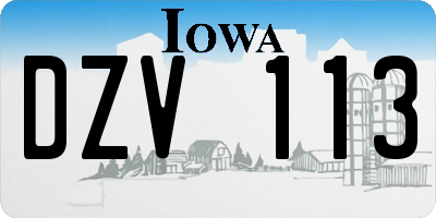 IA license plate DZV113