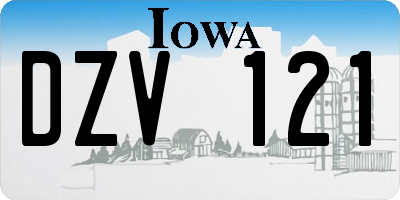 IA license plate DZV121