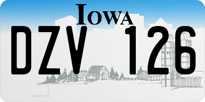 IA license plate DZV126