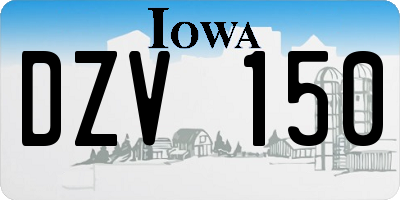 IA license plate DZV150