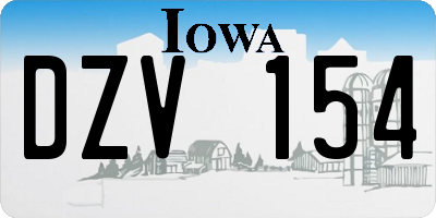 IA license plate DZV154