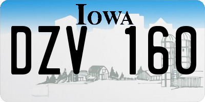 IA license plate DZV160