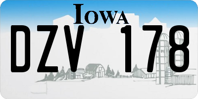 IA license plate DZV178