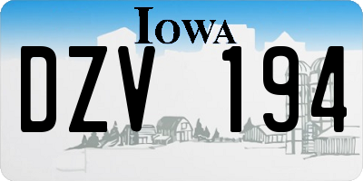 IA license plate DZV194