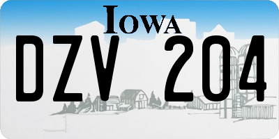 IA license plate DZV204