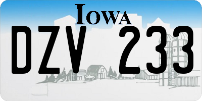 IA license plate DZV233