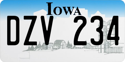IA license plate DZV234