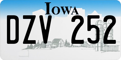 IA license plate DZV252