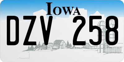 IA license plate DZV258