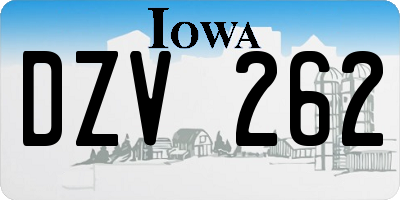 IA license plate DZV262
