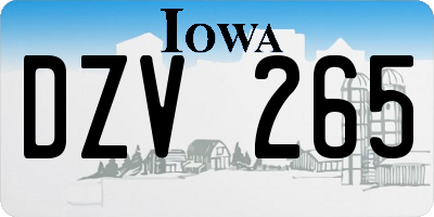 IA license plate DZV265