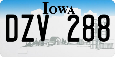 IA license plate DZV288