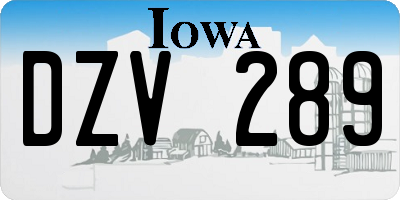 IA license plate DZV289
