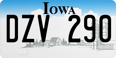 IA license plate DZV290