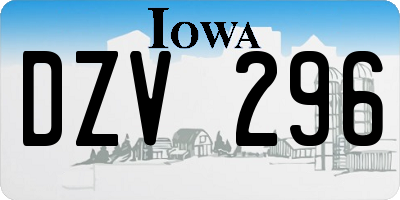 IA license plate DZV296