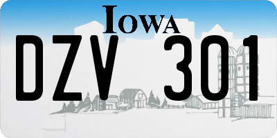 IA license plate DZV301