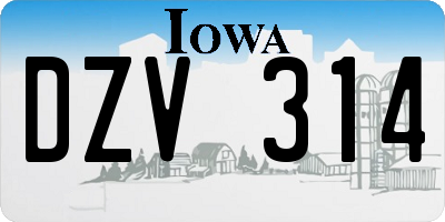 IA license plate DZV314