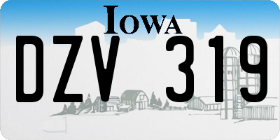 IA license plate DZV319