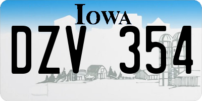 IA license plate DZV354