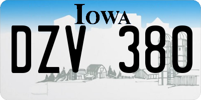 IA license plate DZV380