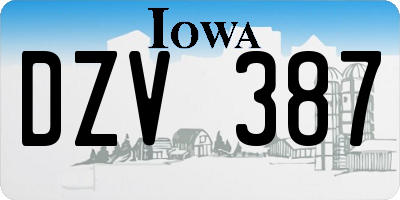 IA license plate DZV387