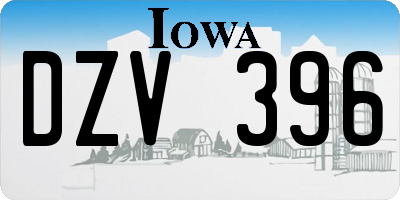 IA license plate DZV396