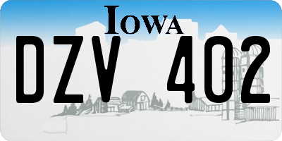 IA license plate DZV402