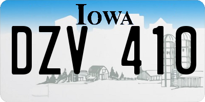 IA license plate DZV410