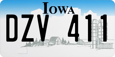 IA license plate DZV411