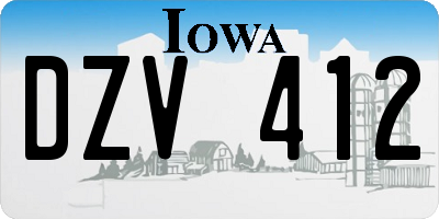 IA license plate DZV412