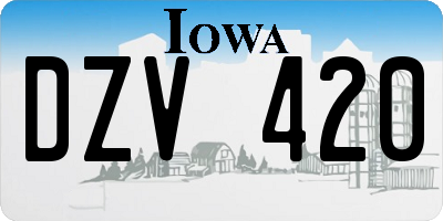IA license plate DZV420
