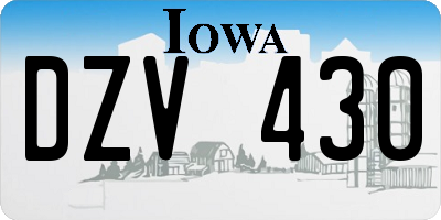 IA license plate DZV430