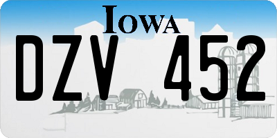 IA license plate DZV452