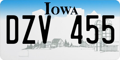 IA license plate DZV455