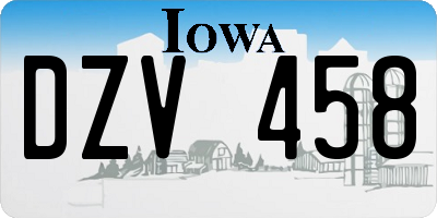 IA license plate DZV458