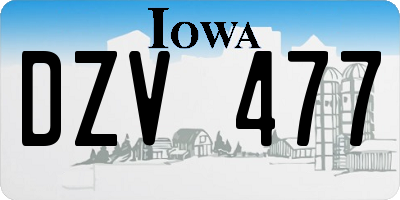 IA license plate DZV477