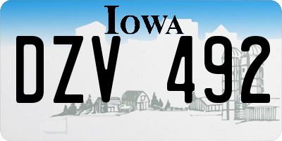 IA license plate DZV492