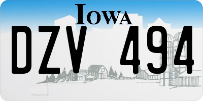 IA license plate DZV494
