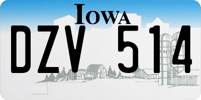 IA license plate DZV514