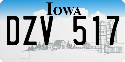 IA license plate DZV517