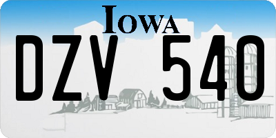 IA license plate DZV540